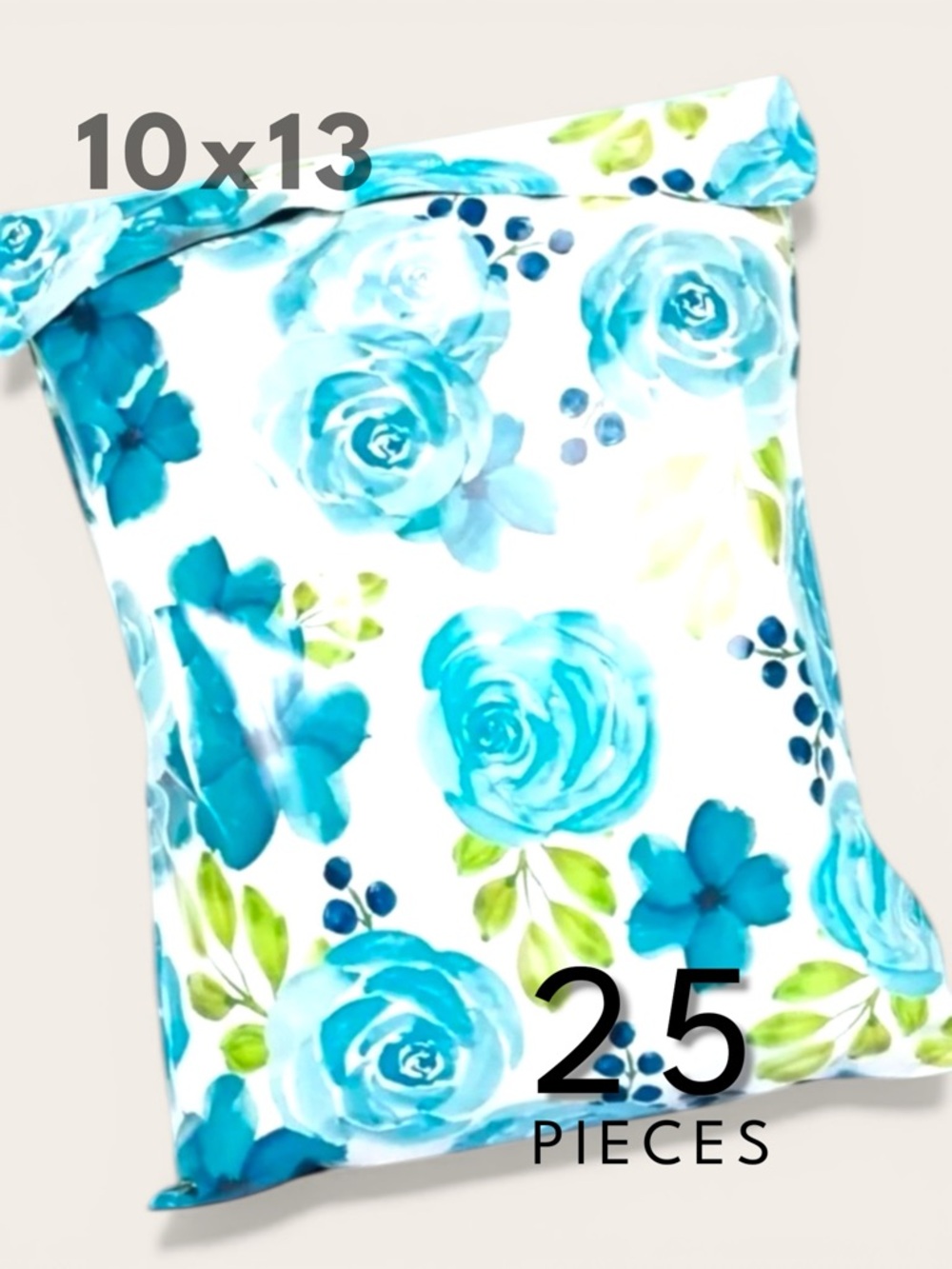 10x13 Polymailers 25 Pack Blue Flower Shipping Bags Boutique Mailers